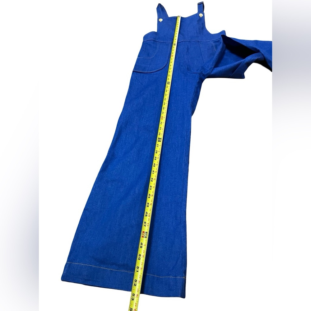 HTF Miracle Eye Blue Japanese Denim Jumpsuit Bib Jane Overalls USA Made Sz L - Picture 7 of 12